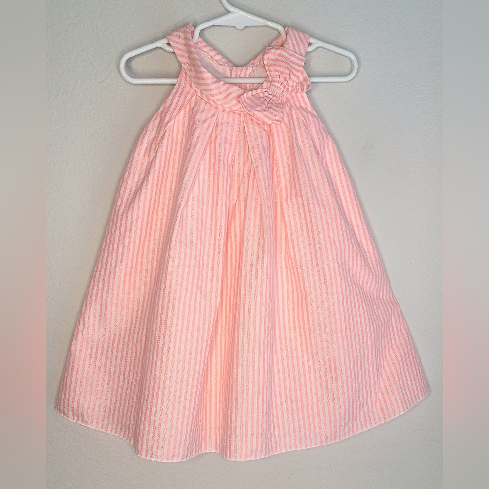Carters Just One You- Girl's Neon Coral White Striped Sundress, Sz 18M